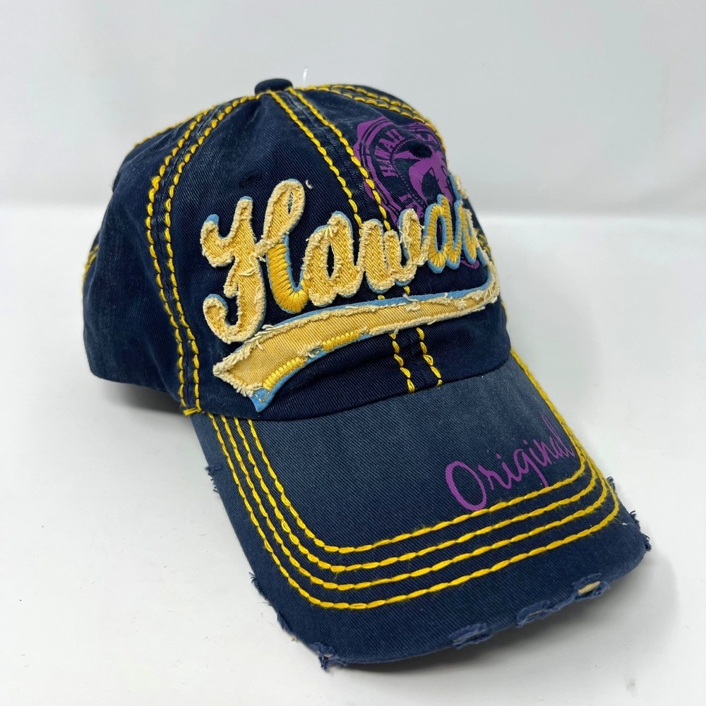 Robin Ruth Hawaii Hat Vintage Faded Distressed Embroidered Spellout Adjustable - Picture 2 of 8
